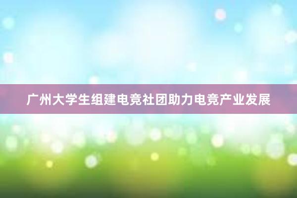 广州大学生组建电竞社团助力电竞产业发展